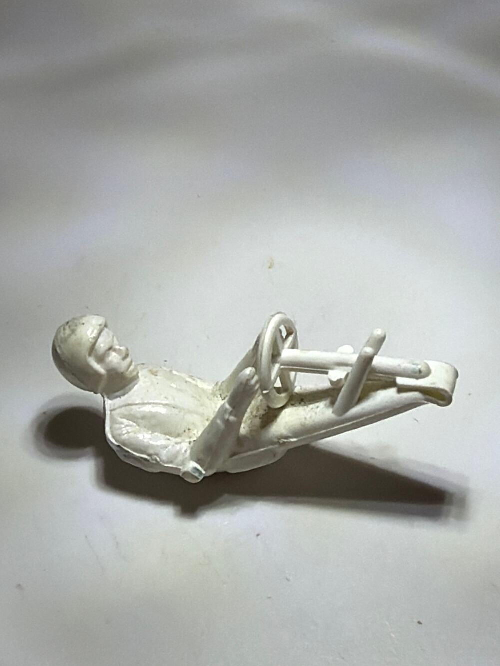 Vintage White Plastic Go Kart Driver Racer Figure Toy Replacement Part Hong Kong